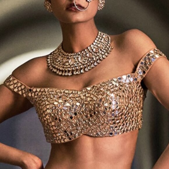 SEEMA GUJRAL Gold & Silver Embroidered Lehenga Dress Set for Bridal or Wedding - Picture 15 of 17